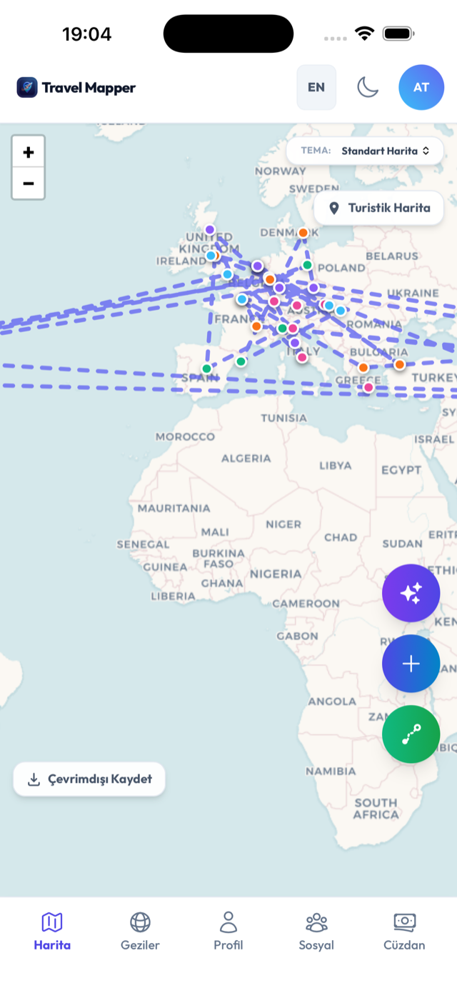 Travel Mapper harita ekranı